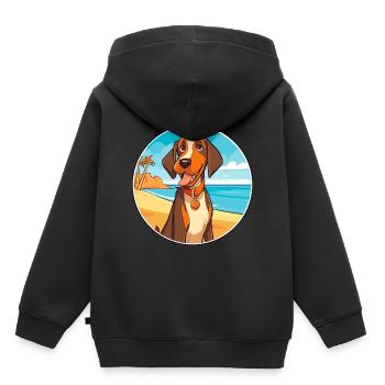 Cao De Castro Laboreiro Race De Chien Cartoon Kawaii - Sweat Premium à capuche enfant bio - noir - Dos - AI Model Kid Male (0cm)