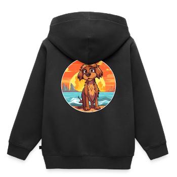 Briquet Griffon Vendéen Race De Chien Cartoon Kawaii - Sweat Premium à capuche enfant bio - noir - Dos - AI Model Kid Male (0cm)