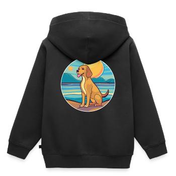 Braque Saint Germain race de chien dessin animé Kawaii chien - Sweat Premium à capuche enfant bio - noir - Dos - AI Model Kid Male (0cm)