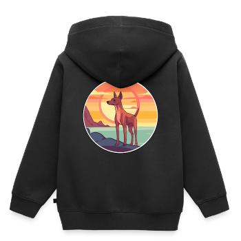 Cirneco Dell Ätna Hund Rasse Cartoon Kawaii Clipart - Kinder Premium Organic Hoodie - Schwarz - Hinten - AI Model Kid Male (0cm)