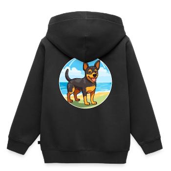 Lancashire Heeler Hund Rasse Cartoon Kawaii Clipart - Kinder Premium Organic Hoodie - Schwarz - Hinten - AI Model Kid Male (0cm)