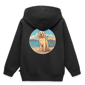 Labradoodle Hund Rasse Cartoon Kawaii Clipart Hund - Kinder Premium Organic Hoodie - Schwarz - Hinten - AI Model Kid Male (0cm)
