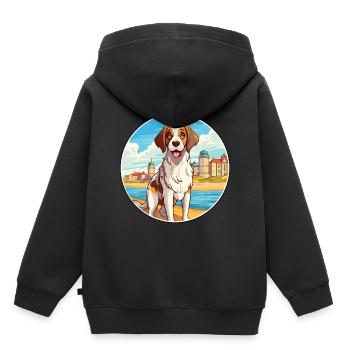 Moscou chien de garde chien race Cartoon Kawaii Clipart - Sweat Premium à capuche enfant bio - noir - Dos - AI Model Kid Male (0cm)