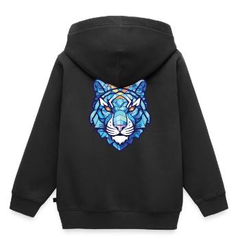 Bleu Aquatique Tigre Aquarelle Colorée Animal de compagnie - Sweat Premium à capuche enfant bio - noir - Dos - AI Model Kid Male (0cm)