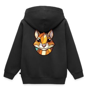 Chipmunk coloré aquarelle Animal Illustration - Sweat Premium à capuche enfant bio - noir - Dos - AI Model Kid Male (0cm)