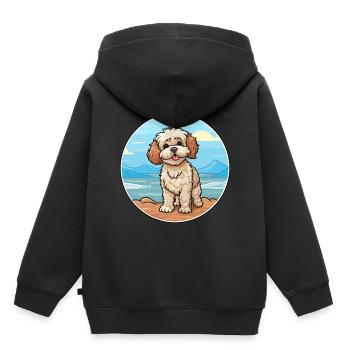 Shih Poo chien race dessin animé Kawaii Clipart chien animal de compagnie - Sweat Premium à capuche enfant bio - noir - Dos - AI Model Kid Male (0cm)