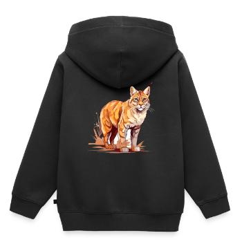Rotluchs buntes Aquarell Karikatur Kawaii Tier - Kinder Premium Organic Hoodie - Schwarz - Hinten - AI Model Kid Male (0cm)