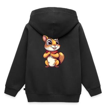 Chipmunk Aquarelle Colorée Dessin Animé Kawaii Animal - Sweat Premium à capuche enfant bio - noir - Dos - AI Model Kid Male (0cm)