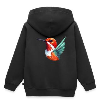 Humming Bird Colorful Watercolor Cartoon Kawaii An - Kids Premium Organic Hoodie - black - Back - AI Model Kid Male (0cm)