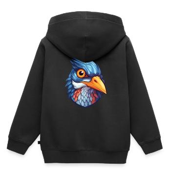 Kuckuck buntes Aquarell Cartoon Kawaii Tier - Kinder Premium Organic Hoodie - Schwarz - Hinten - AI Model Kid Male (0cm)