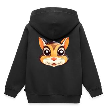 Chipmunk Aquarelle Colorée Dessin Animé Kawaii Animal - Sweat Premium à capuche enfant bio - noir - Dos - AI Model Kid Male (0cm)