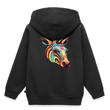 Okapi Buntes Aquarell Cartoon Kawaii Tier - Kinder Premium Organic Hoodie - Schwarz - Hinten - AI Model Kid Male (0cm)