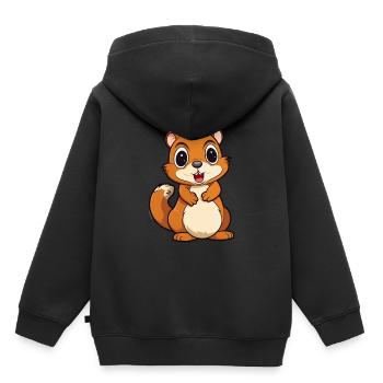 Chipmunk Mignon Dessin Animé Kawaii Aquarelle Animal de compagnie - Sweat Premium à capuche enfant bio - noir - Dos - AI Model Kid Male (0cm)