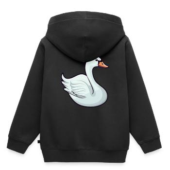 Cygne mignon dessin animé kawaii aquarelle animal de compagnie - Sweat Premium à capuche enfant bio - noir - Dos - AI Model Kid Male (0cm)