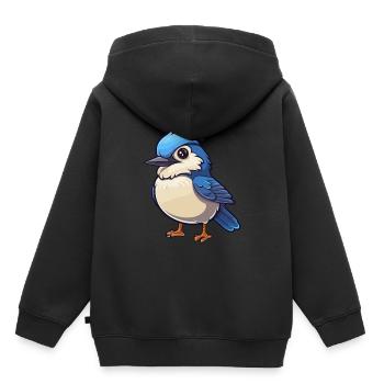 Jay Bird Mignon Dessin Animé Kawaii Aquarelle Animal Animal De Compagnie - Sweat Premium à capuche enfant bio - noir - Dos - AI Model Kid Male (0cm)
