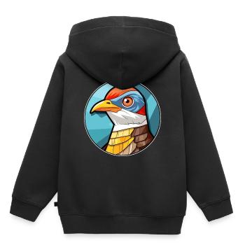 Kuckuck Bunte Karikatur Kawaii Anima - Kinder Premium Organic Hoodie - Schwarz - Hinten - AI Model Kid Male (0cm)