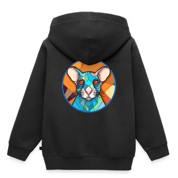 Ratten-Buntglas-Cartoon-Kawaii-Tier - Kinder Premium Organic Hoodie - Schwarz - Hinten - AI Model Kid Male (0cm)