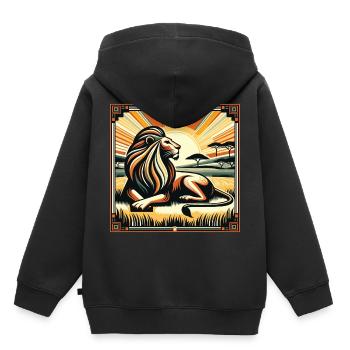 König Savanne Löwe Art Deco Style - Kinder Premium Organic Hoodie - Schwarz - Hinten - AI Model Kid Male (0cm)