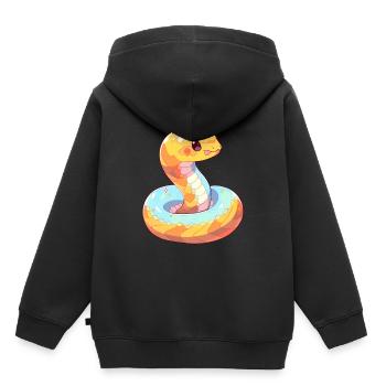 Kobra Niedlich Glücklich Kawaii Cartoon Clipart Tier - Kinder Premium Organic Hoodie - Schwarz - Hinten - AI Model Kid Male (0cm)
