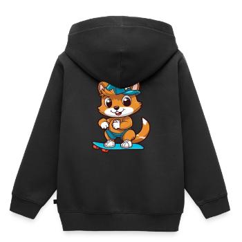 Drôle Chipmunk Kawaii Cartoon Jouer Skateboard - Sweat Premium à capuche enfant bio - noir - Dos - AI Model Kid Male (0cm)