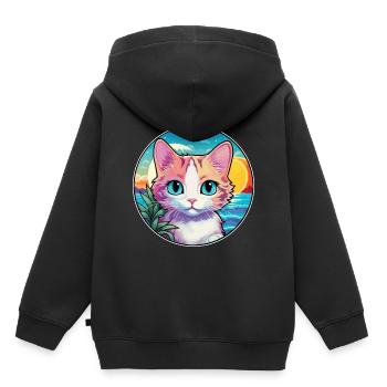 Hantilly Tiffany Katze Aquarell Cartoon Kawaii - Kinder Premium Organic Hoodie - Schwarz - Hinten - AI Model Kid Male (0cm)