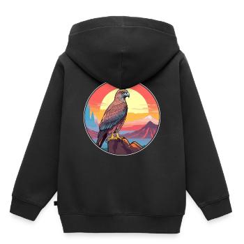 Buse colorée aquarelle dessin animé kawaii animal - Sweat Premium à capuche enfant bio - noir - Dos - AI Model Kid Male (0cm)