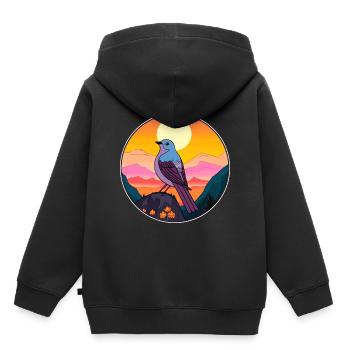 Cuckoo Colorful Watercolor Cartoon Kawaii Animal - Kids Premium Organic Hoodie - black - Back - AI Model Kid Male (0cm)