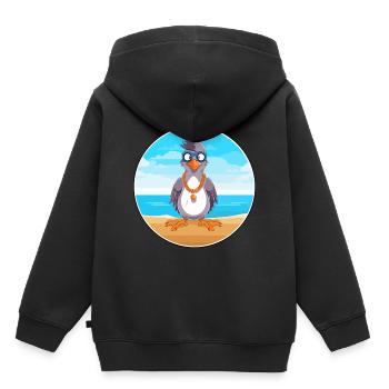 Jay Cartoon Yoga plage Illustration d’été - Sweat Premium à capuche enfant bio - noir - Dos - AI Model Kid Male (0cm)