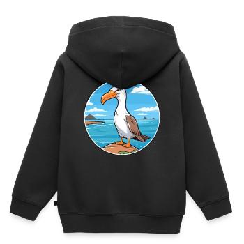 Albatross Watercolor Cartoon Kawaii Clipart Animal - Kids Premium Organic Hoodie - black - Back - AI Model Kid Male (0cm)