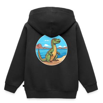 Basilisk Aquarell Cartoon Kawaii Clipart Tier - Kinder Premium Organic Hoodie - Schwarz - Hinten - AI Model Kid Male (0cm)