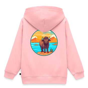 Buffalo Watercolor Cartoon Kawaii Clipart Animal - Kids Premium Organic Hoodie - rose - Back - AI Model Kid Female (0cm)