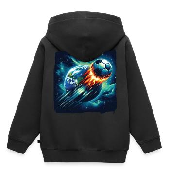 Le football à boule de feu tire dans l’espace - Sweat Premium à capuche enfant bio - noir - Dos - AI Model Kid Male (0cm)