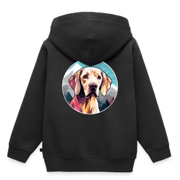 Braque Saint Germain chien race dessin animé kawaii Wate - Sweat Premium à capuche enfant bio - noir - Dos - AI Model Kid Male (0cm)