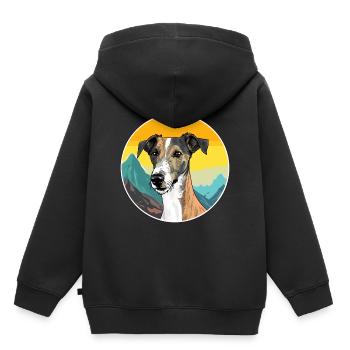 Lurcher Hunderasse Karikatur Kawaii Aquarell - Kinder Premium Organic Hoodie - Schwarz - Hinten - AI Model Kid Male (0cm)