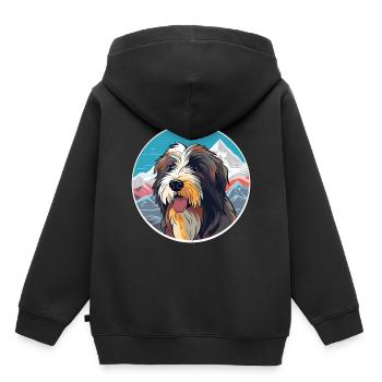 Chien de berger roumain race de chien dessin animé Kawaii Waterco - Sweat Premium à capuche enfant bio - noir - Dos - AI Model Kid Male (0cm)