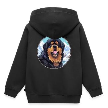 Tibetischer Mastiff Hunderasse Cartoon Kawaii Watercolo - Kinder Premium Organic Hoodie - Schwarz - Hinten - AI Model Kid Male (0cm)