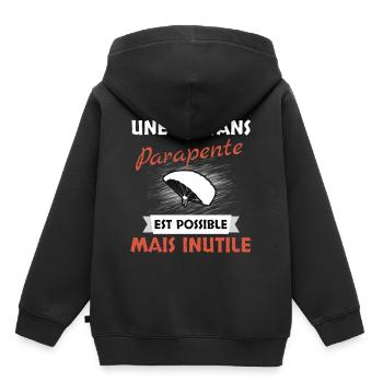 Parapente - Sweat Premium à capuche enfant bio - noir - Dos - AI Model Kid Male (0cm)