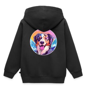 Alano Español chien race dessin animé Kawaii aquarelle - Sweat Premium à capuche enfant bio - noir - Dos - AI Model Kid Male (0cm)