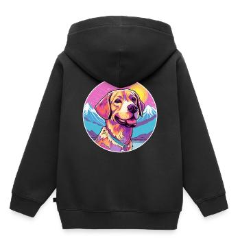 Braque Saint Germain chien race dessin animé kawaii Wate - Sweat Premium à capuche enfant bio - noir - Dos - AI Model Kid Male (0cm)