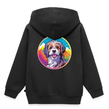 Katalanischer Schäferhund Hund Rasse Cartoon Kawaii Watercol - Kinder Premium Organic Hoodie - Schwarz - Hinten - AI Model Kid Male (0cm)