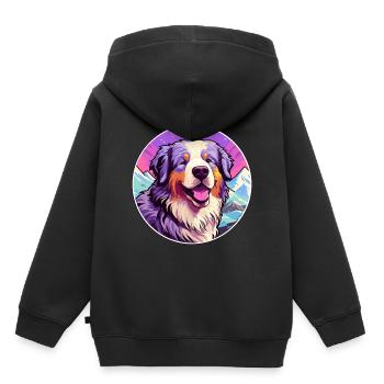 Carpates Berger Chien Race Cartoon Kawaii Eau - Sweat Premium à capuche enfant bio - noir - Dos - AI Model Kid Male (0cm)