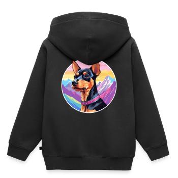 Harlekin Pinscher Hunderasse Cartoon Kawaii Waterc - Kinder Premium Organic Hoodie - Schwarz - Hinten - AI Model Kid Male (0cm)