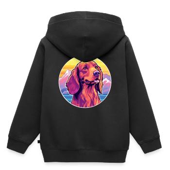 Irlandais rouge Setter chien race Cartoon Kawaii Watercol - Sweat Premium à capuche enfant bio - noir - Dos - AI Model Kid Male (0cm)