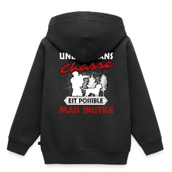Chasse - Sweat Premium à capuche enfant bio - noir - Dos - AI Model Kid Male (0cm)