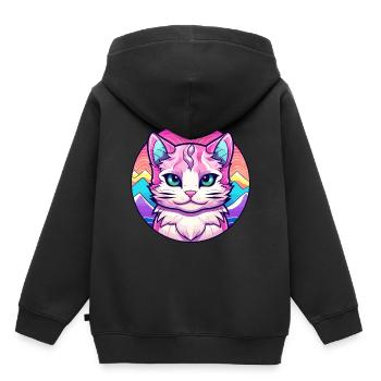 Hantilly Tiffany Katze Bunte Karikatur Aquarell I - Kinder Premium Organic Hoodie - Schwarz - Hinten - AI Model Kid Male (0cm)