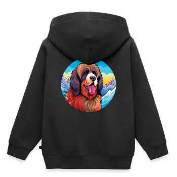Tibetischer Mastiff Hunderasse Cartoon Kawaii Watercolo - Kinder Premium Organic Hoodie - Schwarz - Hinten - AI Model Kid Male (0cm)