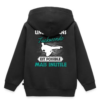 Taekwondo - Sweat Premium à capuche enfant bio - noir - Dos - AI Model Kid Male (0cm)