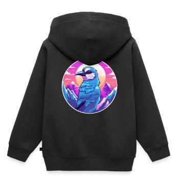 Geai bleu aquarelle dessin animé Kawaii animal de compagnie Animal Colo - Sweat Premium à capuche enfant bio - noir - Dos - AI Model Kid Male (0cm)