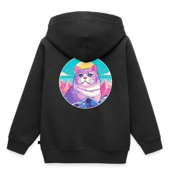 Australien Brume Chat Coloré Dessin Animé Aquarelle Il - Sweat Premium à capuche enfant bio - noir - Dos - AI Model Kid Male (0cm)