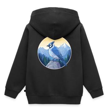 Geai bleu aquarelle dessin animé Kawaii animal de compagnie Animal Colo - Sweat Premium à capuche enfant bio - noir - Dos - AI Model Kid Male (0cm)